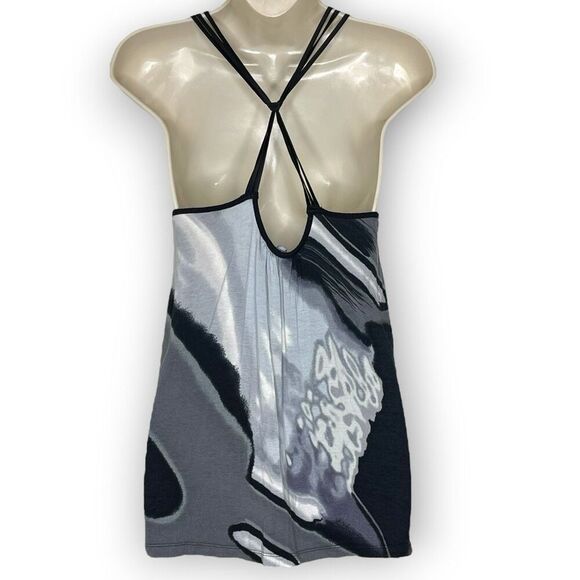 Express Y2K Babydoll Tank Top Marble Black & White Women's Size Small - Picture 2 of 11